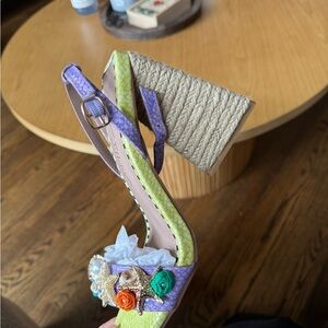 Betsey Johnson Purple and Green Heels with Embellishments